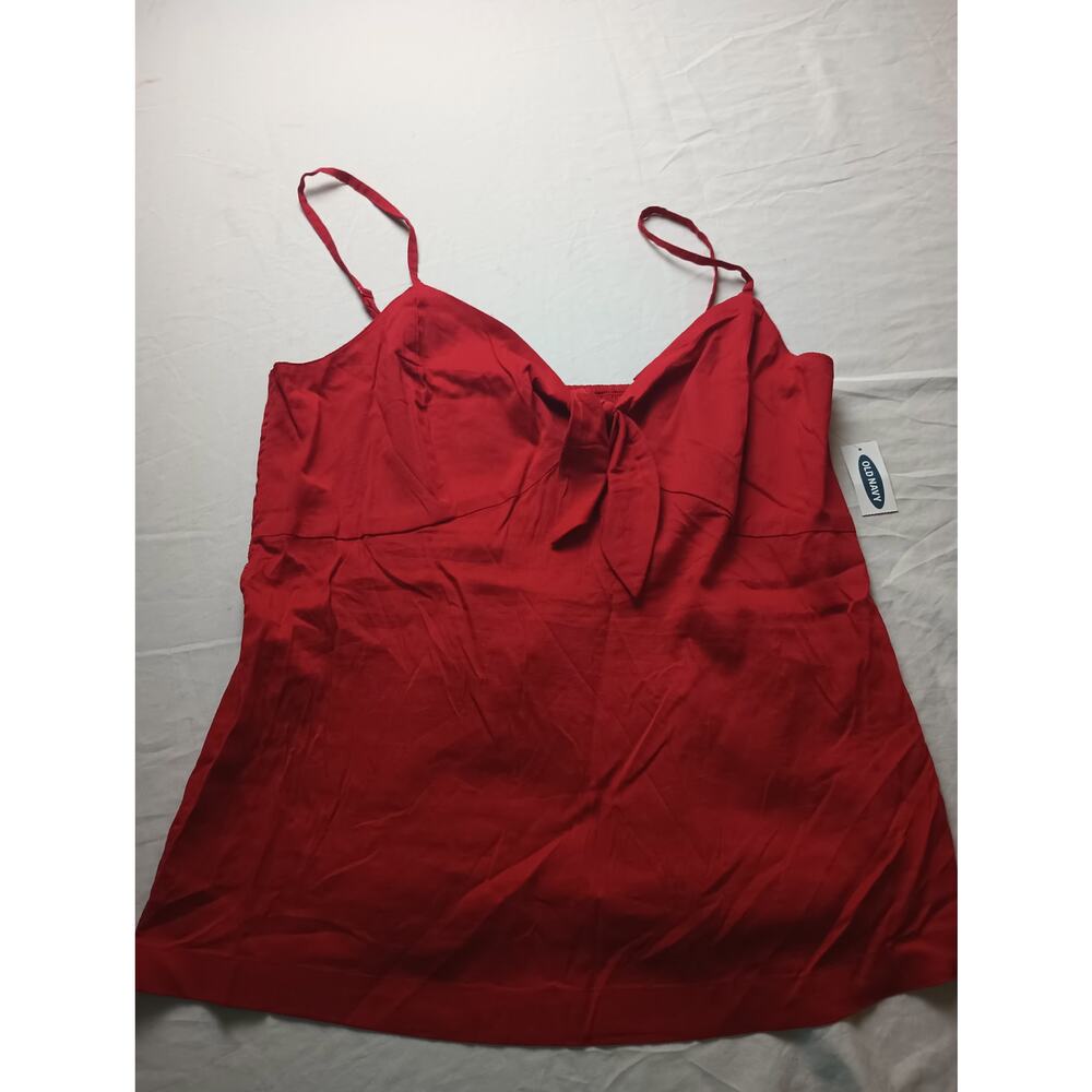 Old Navy Red Tank Top Smocked Tie Front‎ adjustable NWT Size XL